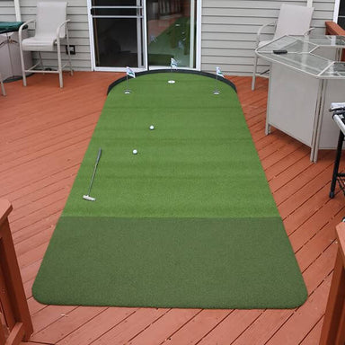 Big Moss Golf Commander Patio Series 6' x 15' 3 Cups Putting & Chipping Green Top front View At Patio
