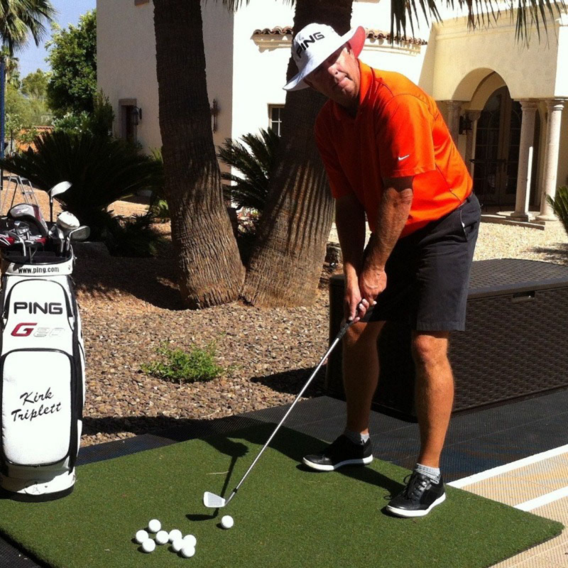 CCE mat front view of golfer