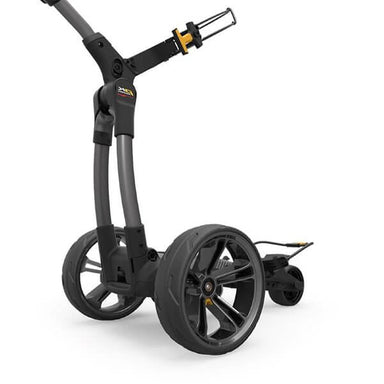 PowaKaddy Compact CT8 GPS Electric Golf Cart Front Left Side View Gun Metal Standard Battery