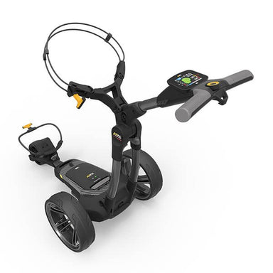 PowaKaddy Compact CT8 GPS Electric Golf Cart Top Right Side View Gun Metal Standard Battery
