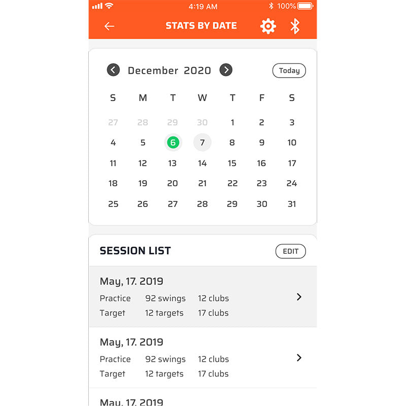 Voice Caddie Swing Caddie SC300i Launch Monitor Stats By Date