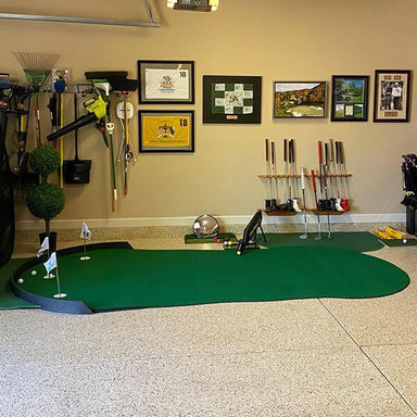 Big Moss Golf The Admiral 6' x 15' 3 Cups Putting Green Side View Inside The House