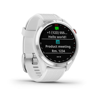 Garmin Approach® S42 - Polished Silver with White Band Feature