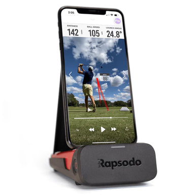 Rapsodo MLM Golf Launch Monitor Corner View With Phone Attached