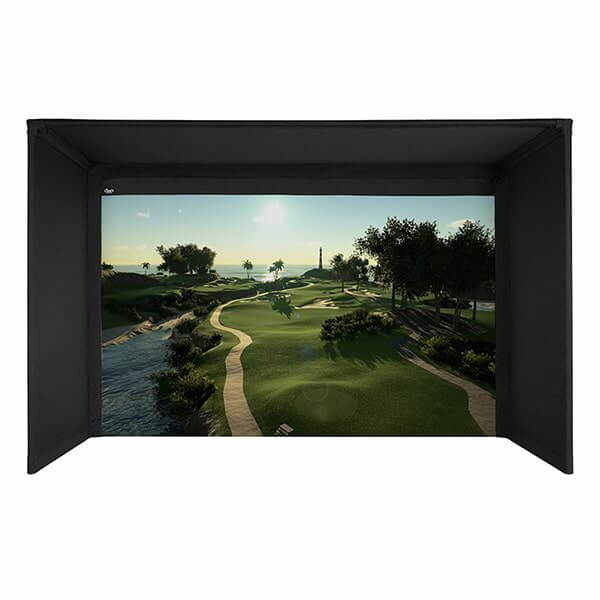 carls place pro golf simulator enclosure kit with impact screen front view