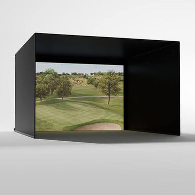 carls place pro golf simulator enclosure kit with impacts creen corner view